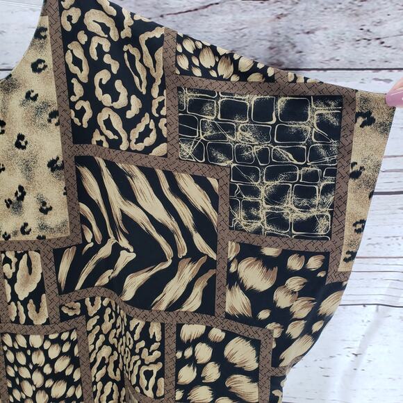 Sag Harbor Woman Black Brown Mixed Print Short Sleeve Midi Dress Size 26W - Picture 7 of 13